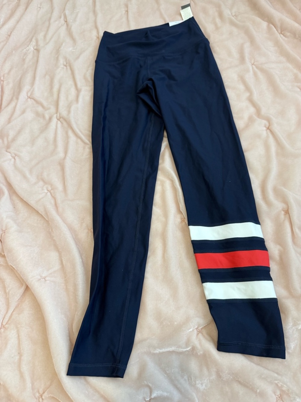 aerie Navy Leggings with Red and White Stripes